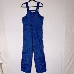 Vintage Schuss Blue With Red & White Side Stripes Bib Overall Ski Snow Pants S